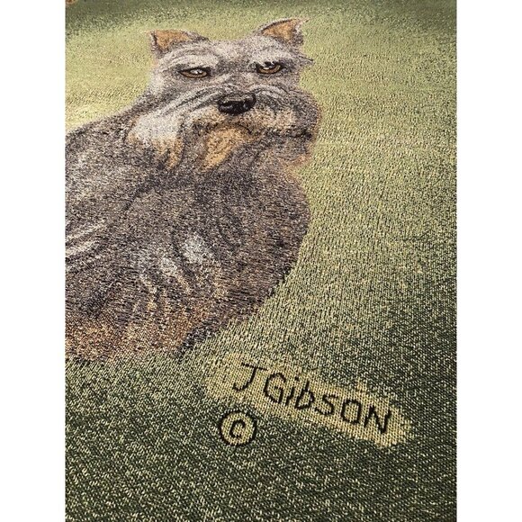 Vintage Judy Gibson Schnauzer Dog Tapestry Throw Blanket Fringe Trim 53” X 44” - Picture 5 of 6